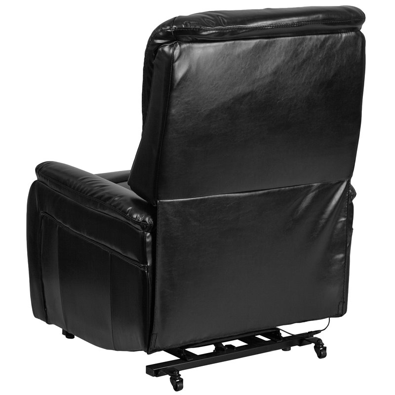 Maklaine Contemporary Remote Powered Leathersoft Lift Recliner in Black