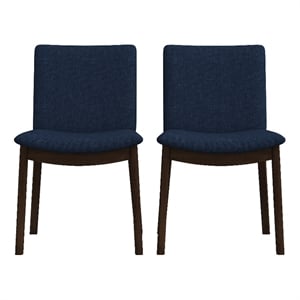 Maklaine Mid-Century Modern Navy Blue Fabric Dining Chair (Set of 2)