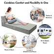 Maklaine Contemporary Polyester and Sponge Tri-Fold Flip Out Lounger in Gray