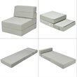 Maklaine Contemporary Polyester and Sponge Tri-Fold Flip Out Lounger in Gray