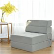 Maklaine Contemporary Polyester and Sponge Tri-Fold Flip Out Lounger in Gray