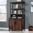 Maklaine Engineered Wood and Metal Utility Hutch in Barrel Oak