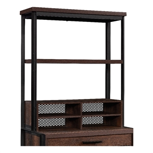 Maklaine Engineered Wood and Metal Utility Hutch in Barrel Oak