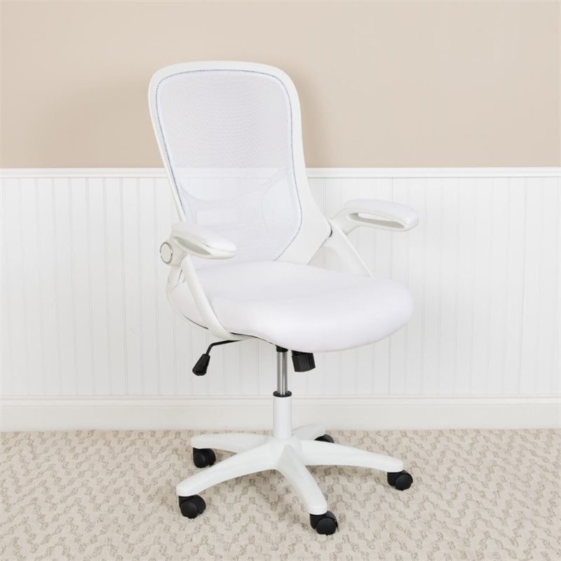 Maklaine High-Back Ergonomic Mesh Office Swivel Chair in White