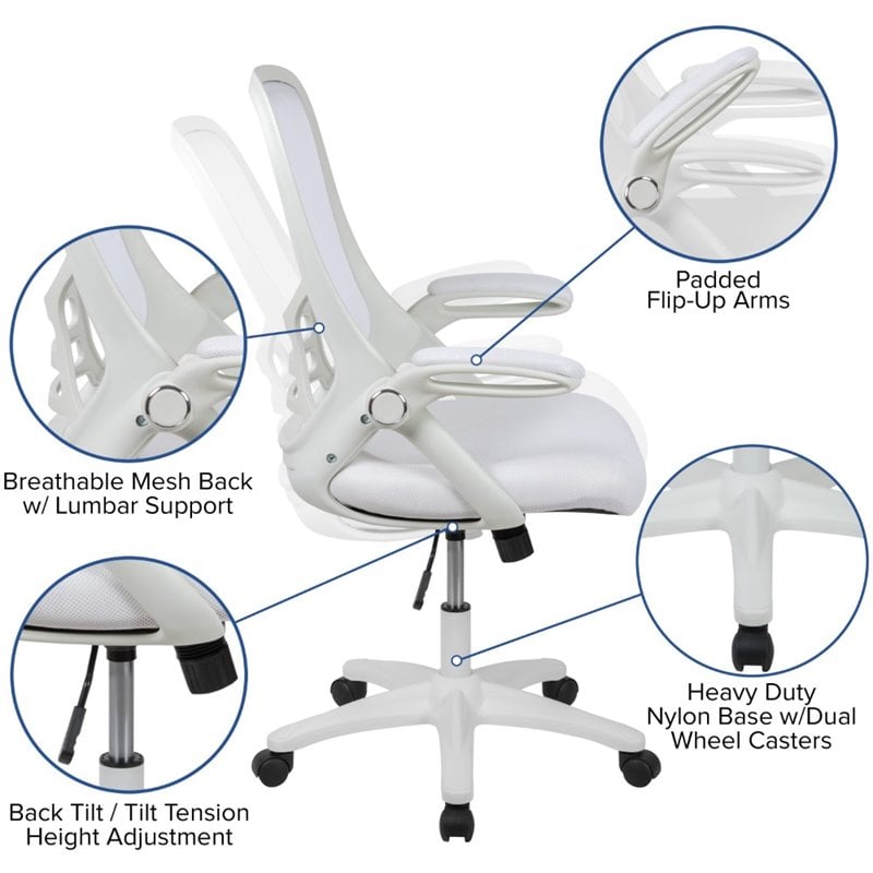 Maklaine High-Back Ergonomic Mesh Office Swivel Chair in White