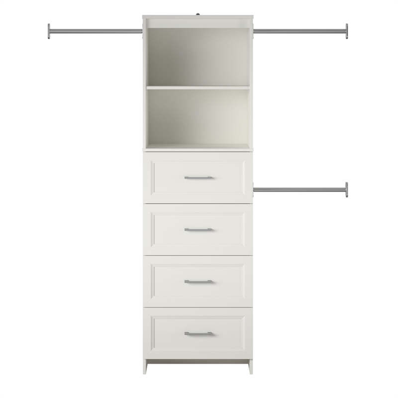 Maklaine Engineered Wood Transitional 4 Drawer Closet Storage in White