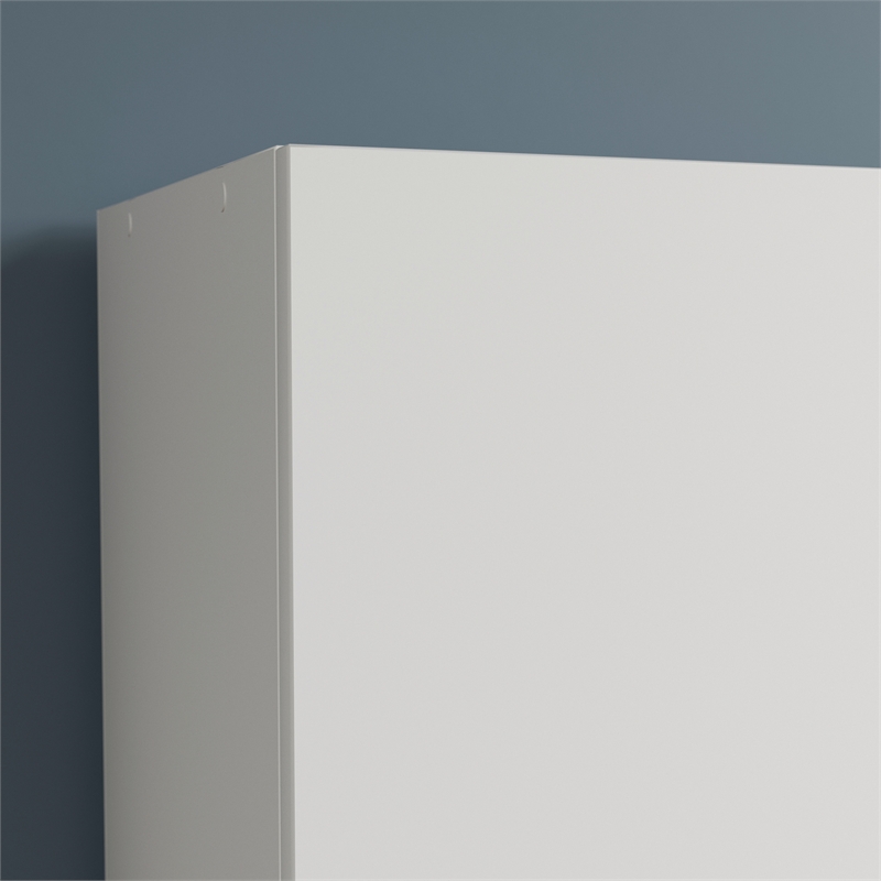 Maklaine Contemporary Engineered Wood Storage Cabinet in White Finish