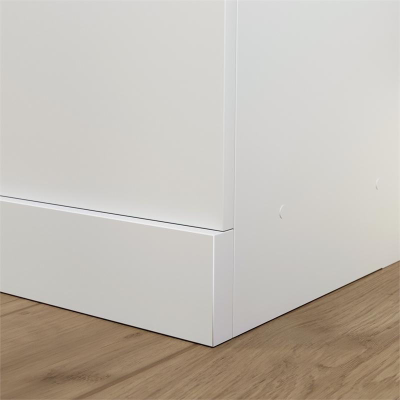 Maklaine Contemporary Engineered Wood Storage Cabinet in White Finish