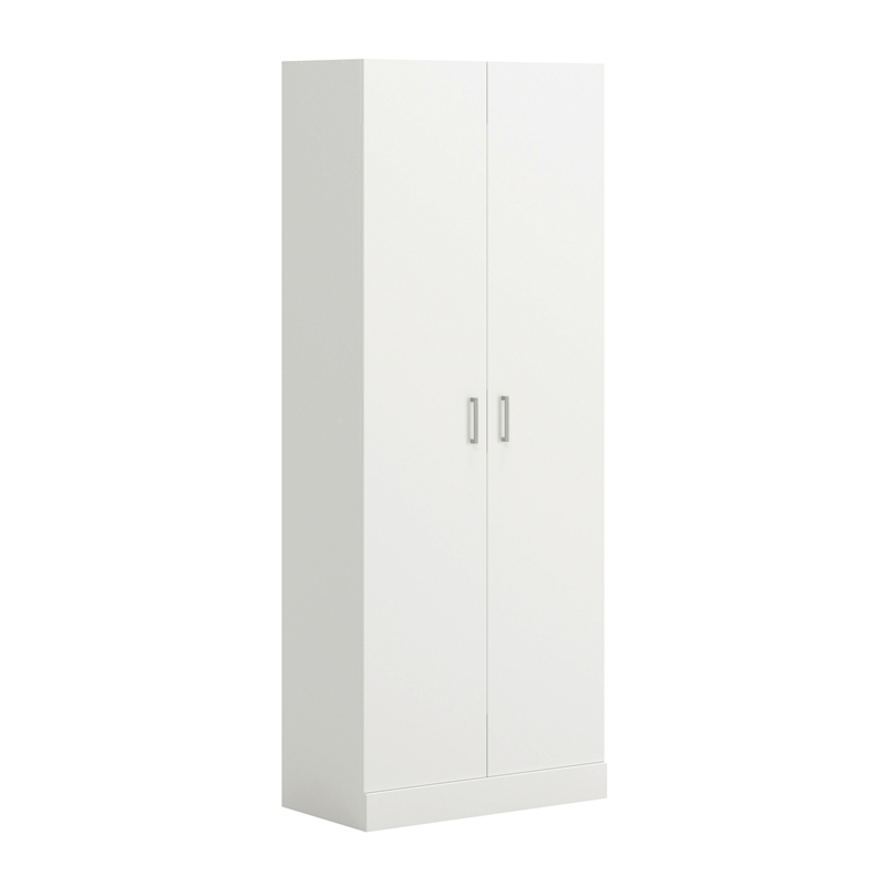 Maklaine Contemporary Engineered Wood Storage Cabinet in White Finish