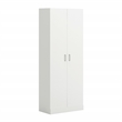Maklaine Contemporary Engineered Wood Storage Cabinet in White Finish