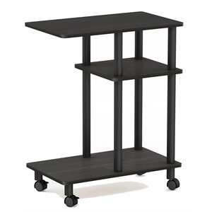 Maklaine Turn-N-Tube Wood U Shape Sofa Side Table with Casters in Espresso/Black