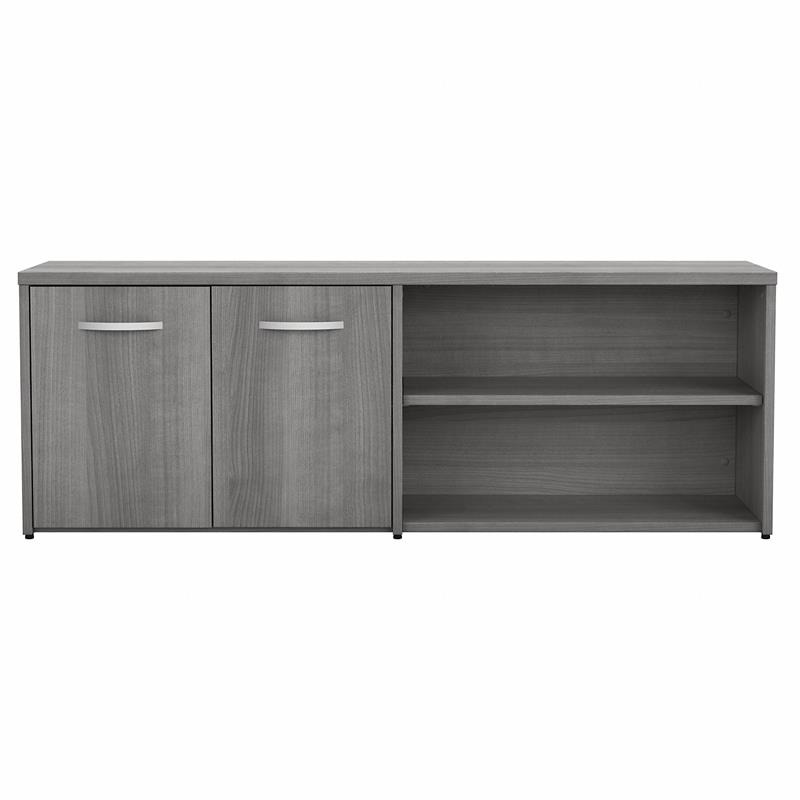 Maklaine Engineered Wood Low Storage Cabinet with Doors in Platinum Gray