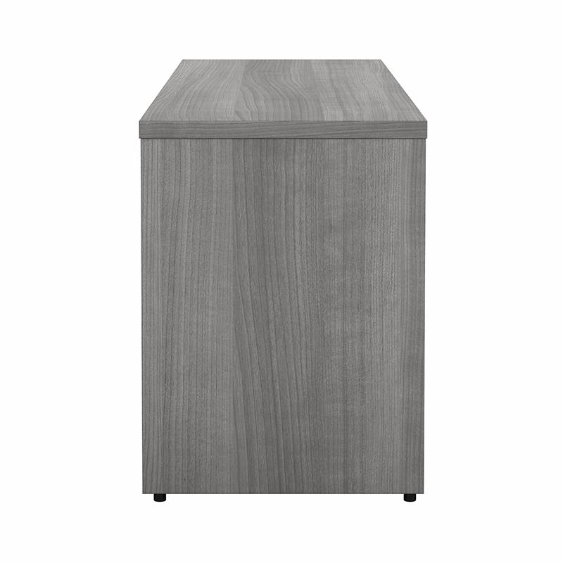 Maklaine Engineered Wood Low Storage Cabinet with Doors in Platinum Gray