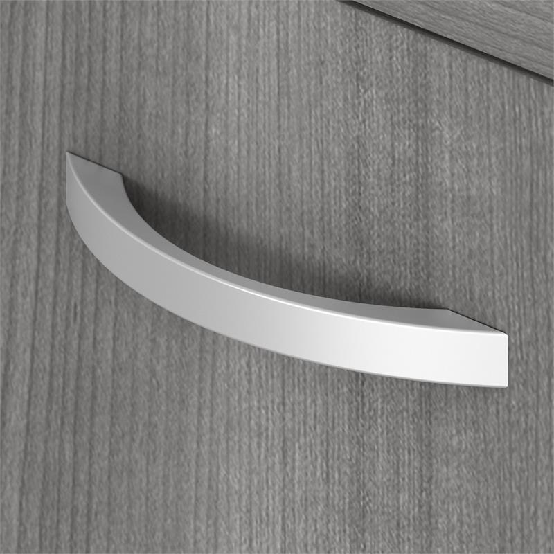 Maklaine Engineered Wood Low Storage Cabinet with Doors in Platinum Gray