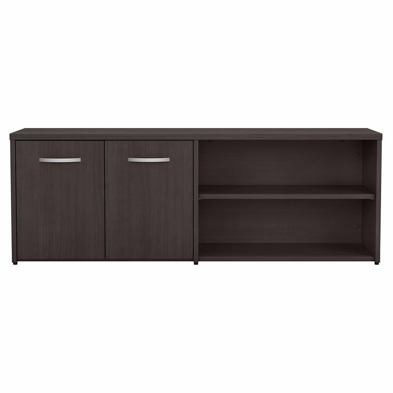 Maklaine Engineered Wood Low Storage Cabinet with Doors in Storm Gray