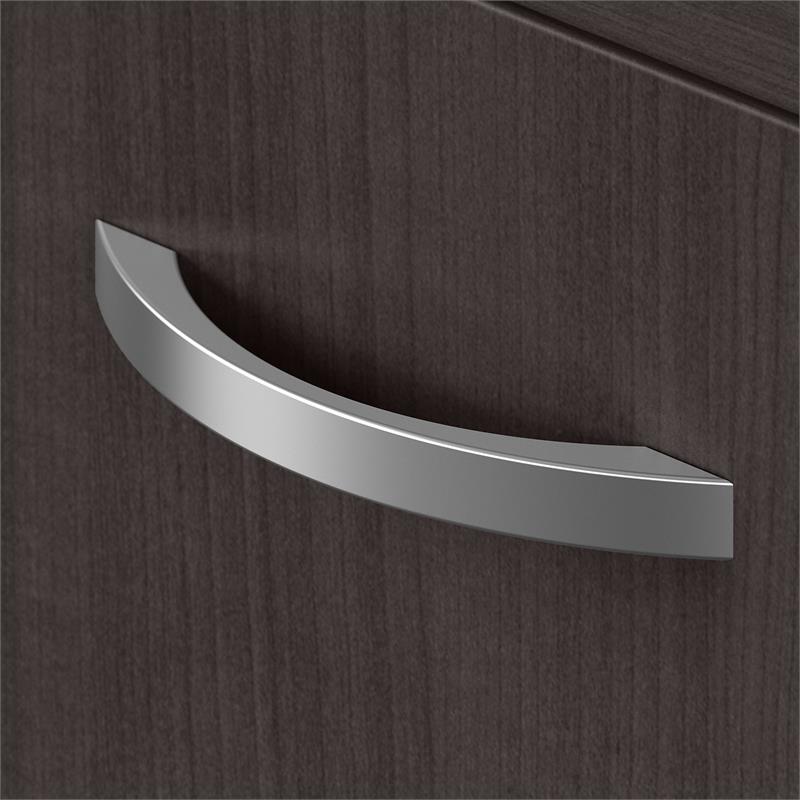 Maklaine Engineered Wood Low Storage Cabinet with Doors in Storm Gray