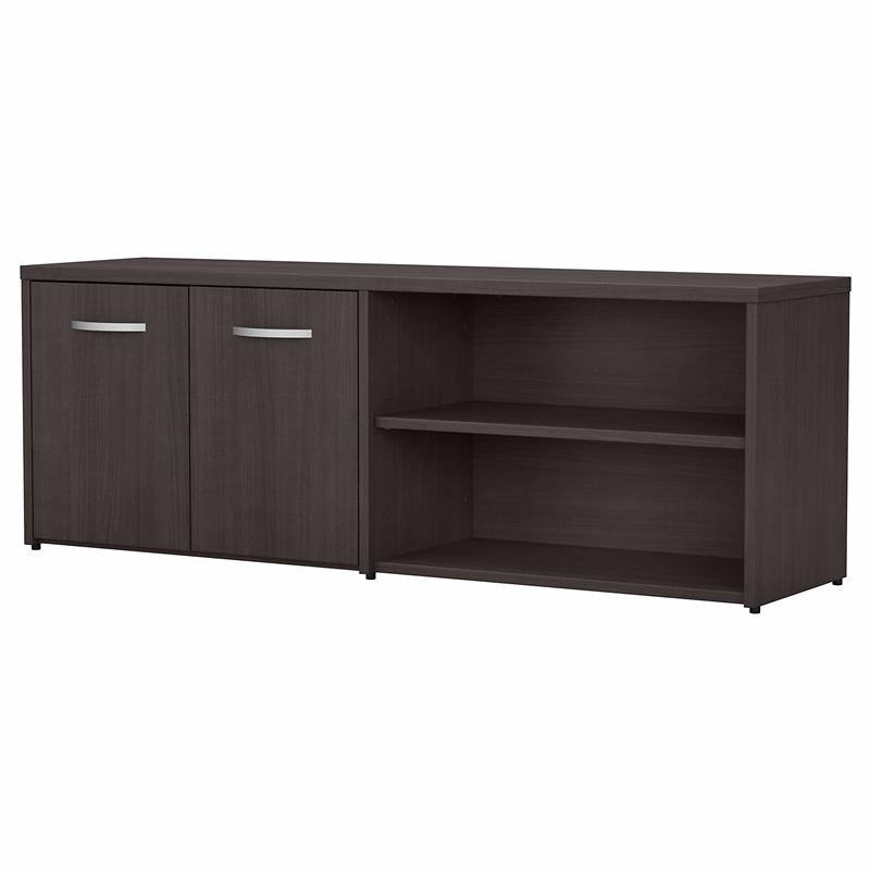 Maklaine Engineered Wood Low Storage Cabinet with Doors in Storm Gray