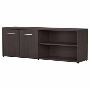 Maklaine Engineered Wood Low Storage Cabinet with Doors in Storm Gray