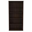 Maklaine Engineered Wood Tall 5 Shelf Bookcase in Black Walnut