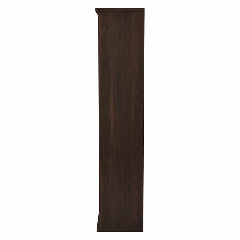 Maklaine Engineered Wood Tall 5 Shelf Bookcase in Black Walnut