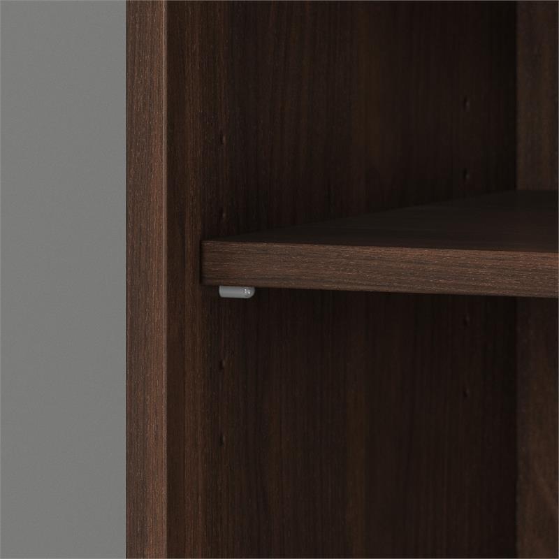 Maklaine Engineered Wood Tall 5 Shelf Bookcase in Black Walnut