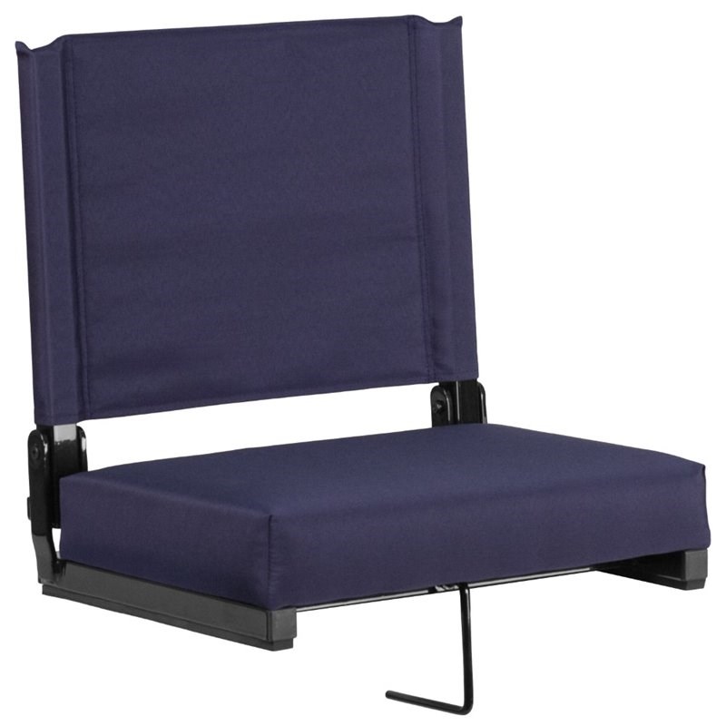 Maklaine Contemporary Grandstand Comfort Seat in Aluminum Frame - Navy