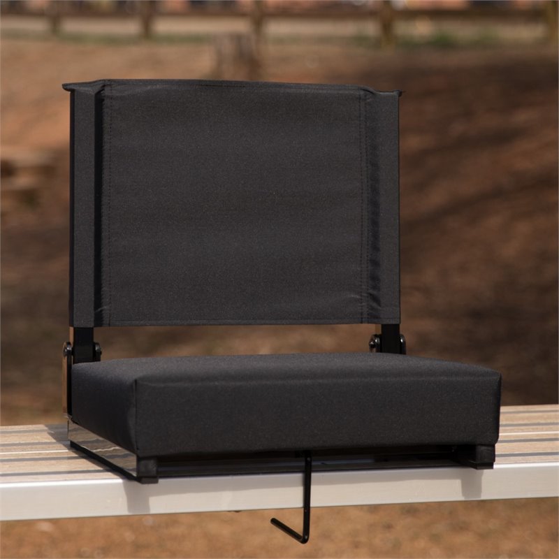 Maklaine Contemporary Grandstand Comfort Seat in Aluminum Frame - Black