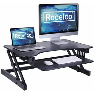 Maklaine 32&quot Height Adjustable Standing Desk Converter in Black (R B)
