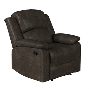 Maklaine Contemporary Recliner in Dark Brown Faux Leather Upholstery