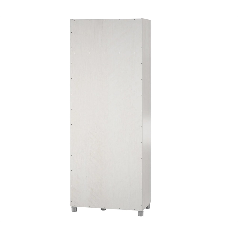 Maklaine Contemporary Tall Asymmetrical Cabinet in Ivory Oak