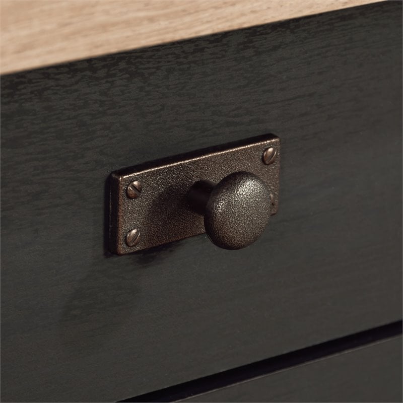 Maklaine Cottage Road Engineered Wood L-Shape Desk in Raven Oak