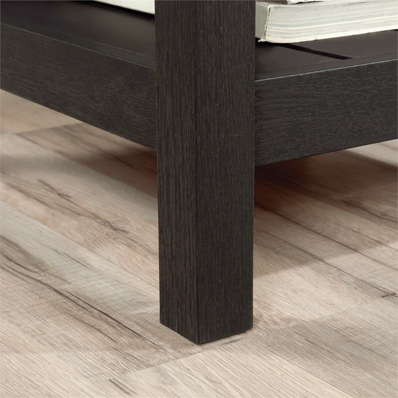 Maklaine Cottage Road Engineered Wood L-Shape Desk in Raven Oak