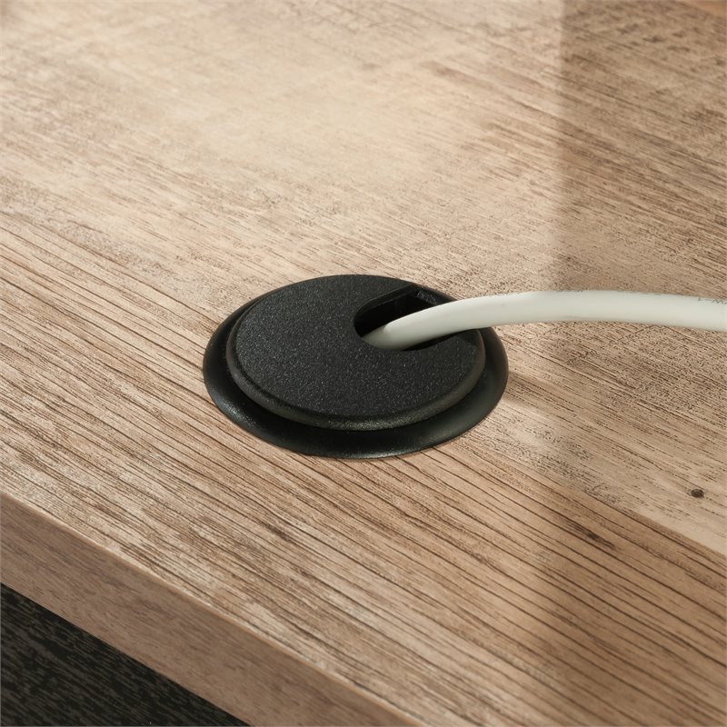 Maklaine Cottage Road Engineered Wood L-Shape Desk in Raven Oak