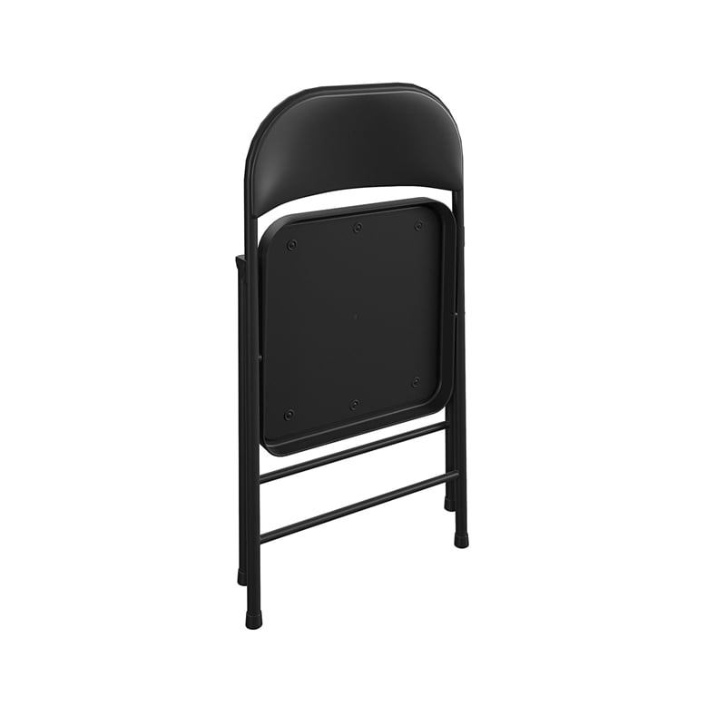 Maklaine Contemporary Smartfold Vinyl Folding Chair in Black (4-Pack)