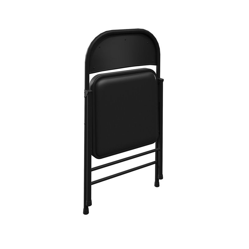 Maklaine Contemporary Smartfold Vinyl Folding Chair in Black (4-Pack)