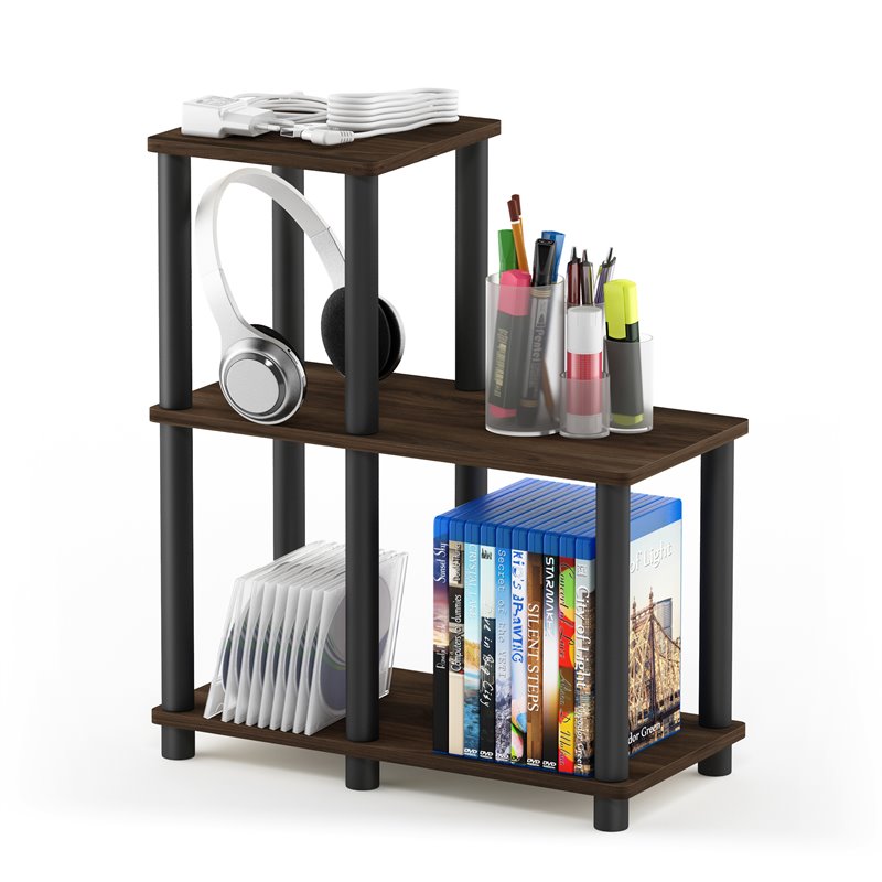 Maklaine Turn-N-Tube Wood Accent Decorative Shelf in Columbia Walnut/Black