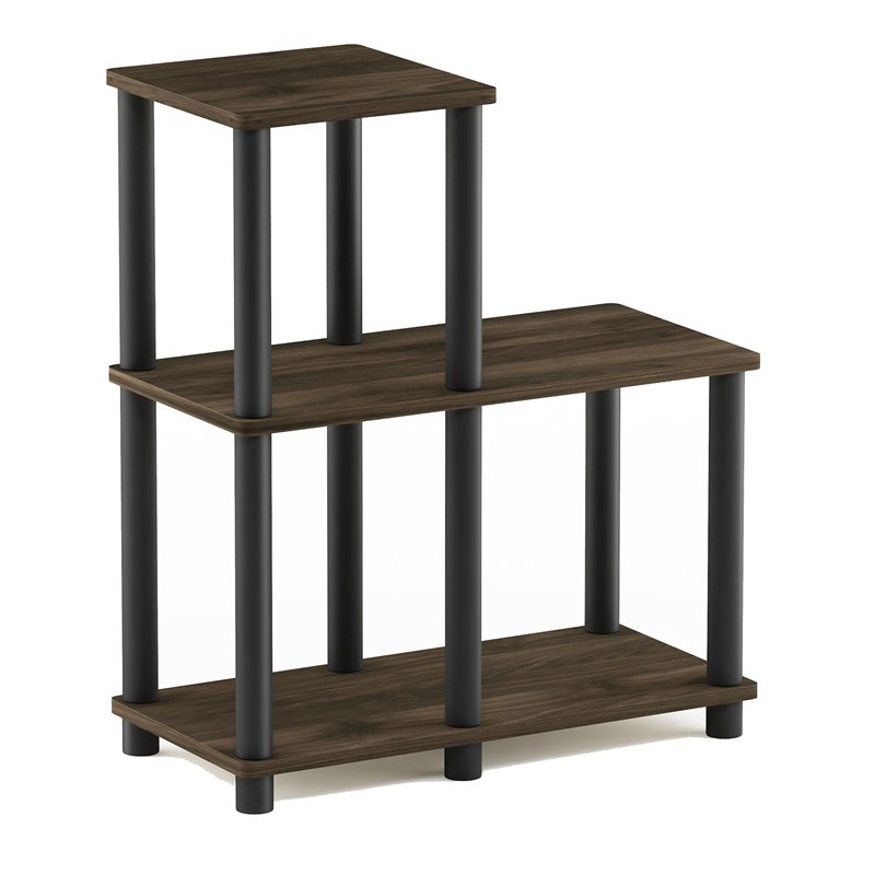 Maklaine Turn-N-Tube Wood Accent Decorative Shelf in Columbia Walnut/Black