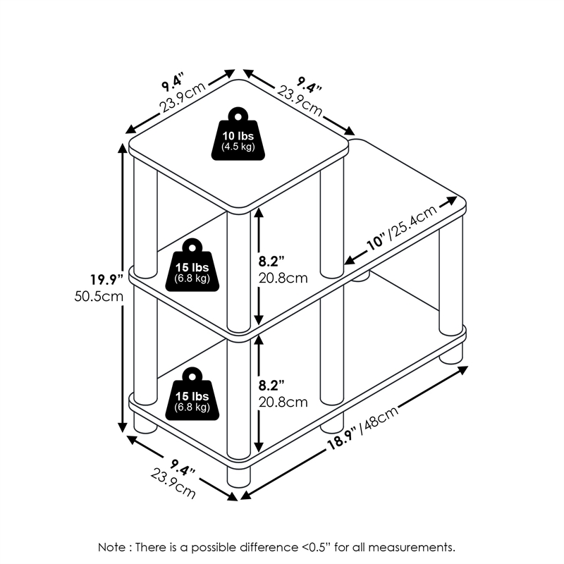 Maklaine Turn-N-Tube Engineered Wood Accent Decorative Shelf in French Oak Gray