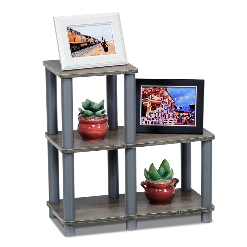 Maklaine Turn-N-Tube Engineered Wood Accent Decorative Shelf in French Oak Gray