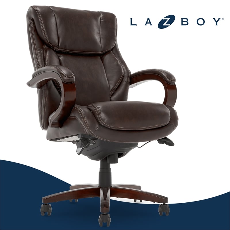 Maklaine Executive Office Chair with Memory Foam in Brown Bonded Leather