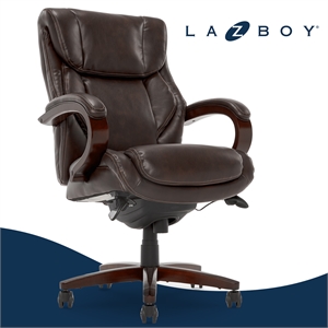 Maklaine Executive Office Chair with Memory Foam in Brown Bonded Leather
