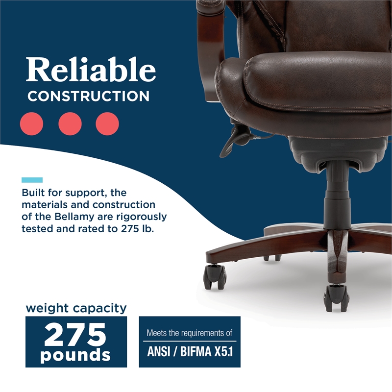 Maklaine Executive Office Chair with Memory Foam in Brown Bonded Leather