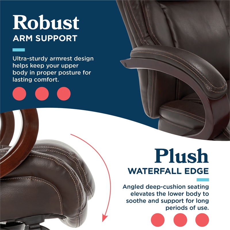 Maklaine Executive Office Chair with Memory Foam in Brown Bonded Leather