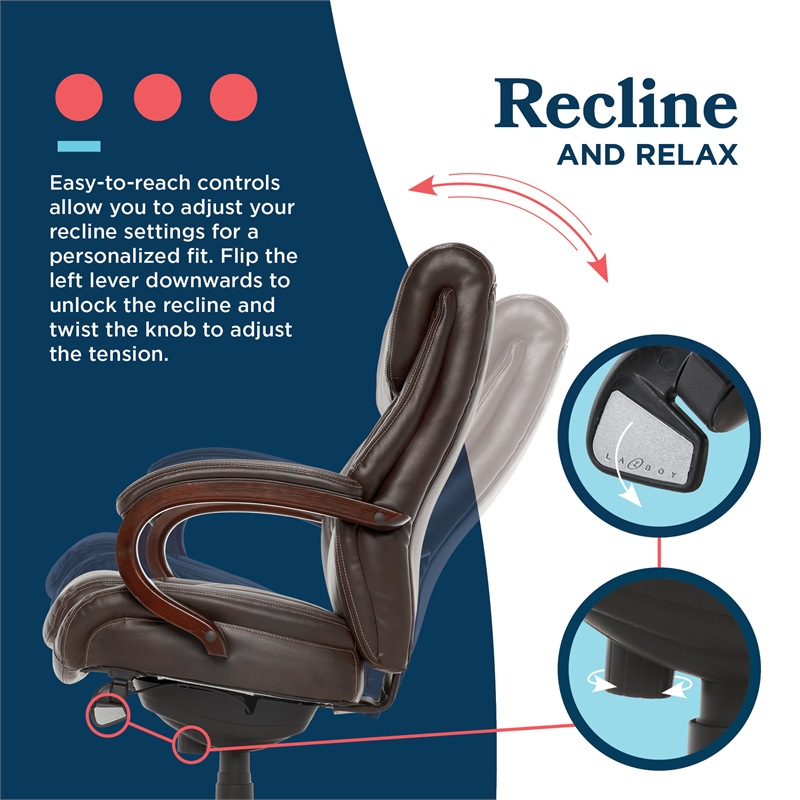 Maklaine Executive Office Chair with Memory Foam in Brown Bonded Leather