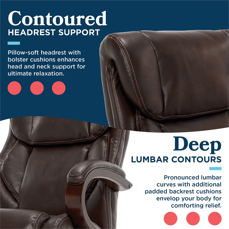 Maklaine Executive Office Chair with Memory Foam in Brown Bonded Leather