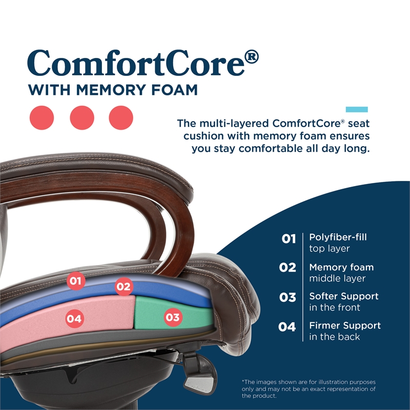 Maklaine Executive Office Chair with Memory Foam in Brown Bonded Leather