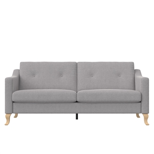 Maklaine Elegant Mid-Century Fabric Sofa in Light Gray Linen