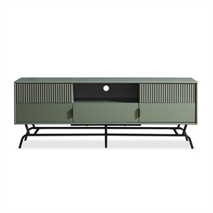 Maklaine Wood Multi-Storage TV Stand in Sage Green and Black