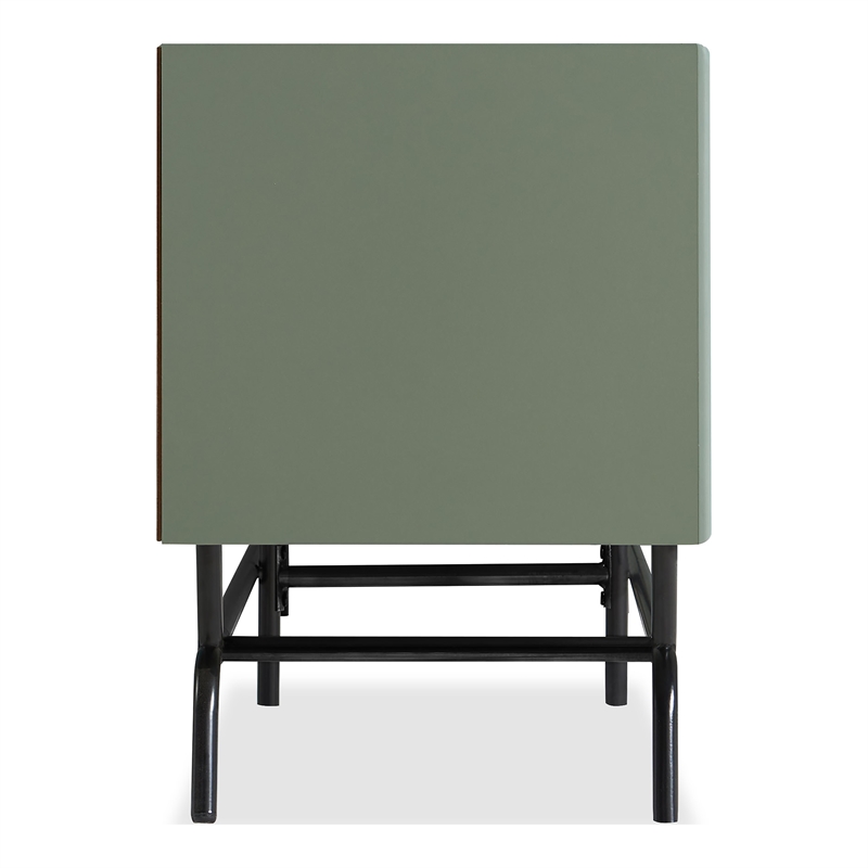 Maklaine Wood Multi-Storage TV Stand in Sage Green and Black