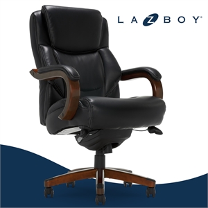 Maklaine Big & Tall Executive Office Chair Mahogany Black Bonded Leather
